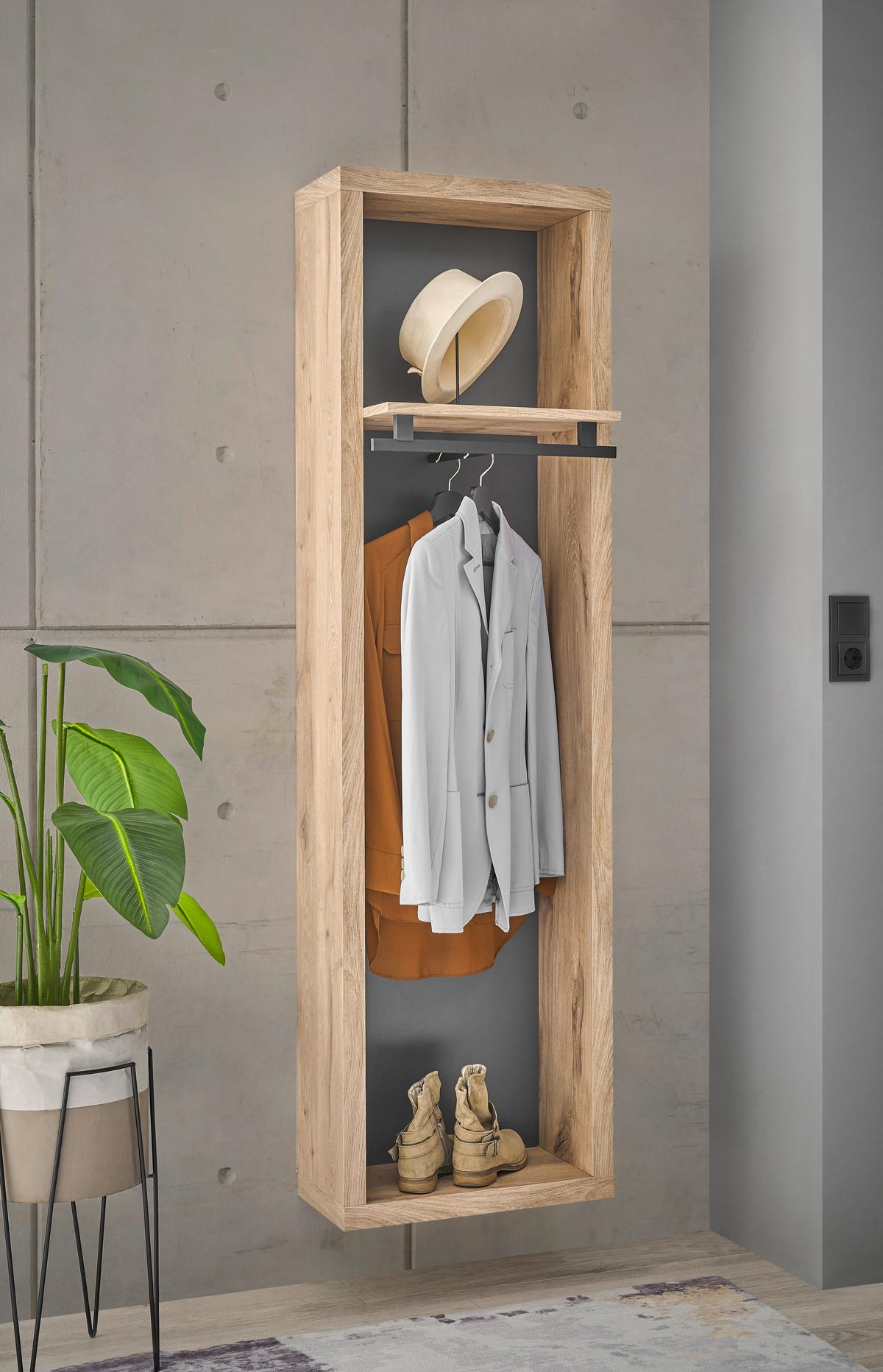 ŠATNÍ PANEL FRAME - barvy dubu/antracitová, Basics, kompozitní dřevo (51/178/35cm) - Carryhome