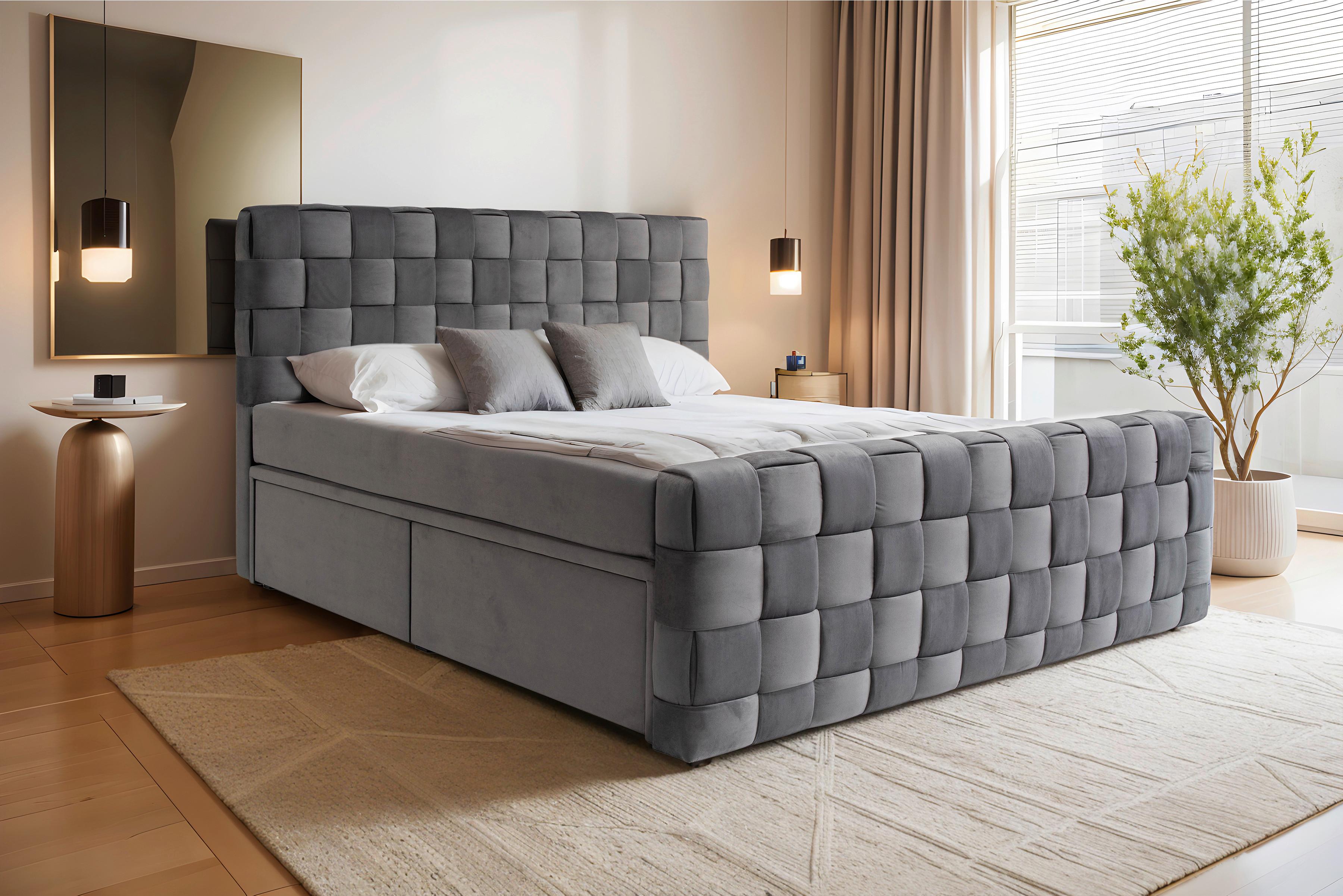 Boxbett Zante Graphitfarben, Lf: 180x200 cm - Graphitfarben, MODERN, Textil (180/200cm) - Livetastic