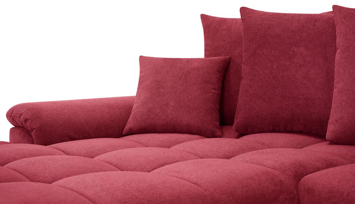 Rohová sedačka ERICE, ľavá, červená - chrómová/červená, Design, textil/plast (198/312cm)