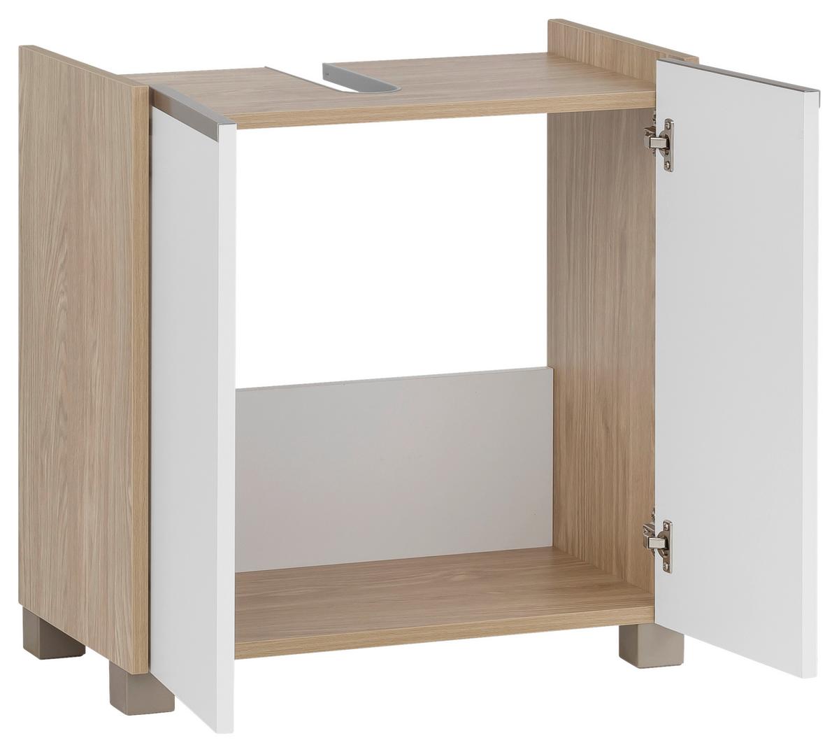 Waschbeckenunterschrank Juba Wbu 570 - Eichefarben/Weiß, MODERN, Holzwerkstoff (56,9/58,9/33cm) - MID.YOU