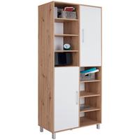 Regal mit Schrankteilen Box B 98cm, Eiche Dekor/Weiß - Eichefarben/Alufarben, MODERN, Holzwerkstoff (98/205/40cm) - Ondega
