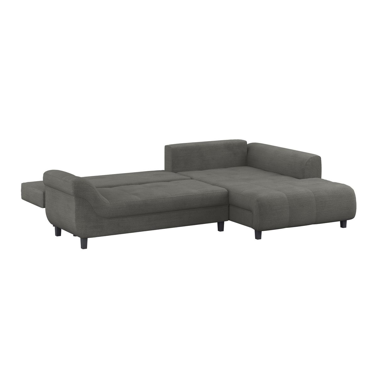 Ecksofa mit Schlaffunktion Mendoza New Chenille 309x197cm - Anthrazit/Schwarz, KONVENTIONELL, Textil (309/197cm) - Ondega