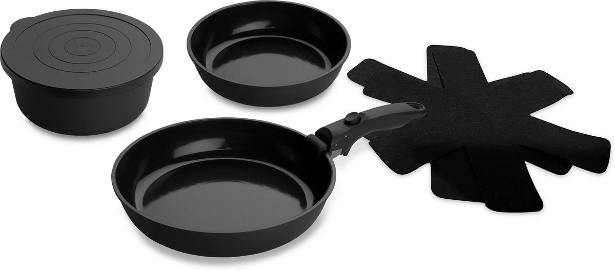 Sada hrncov SPACE - čierna, Konventionell, kov/plast (18,20,26cm) - Mömax