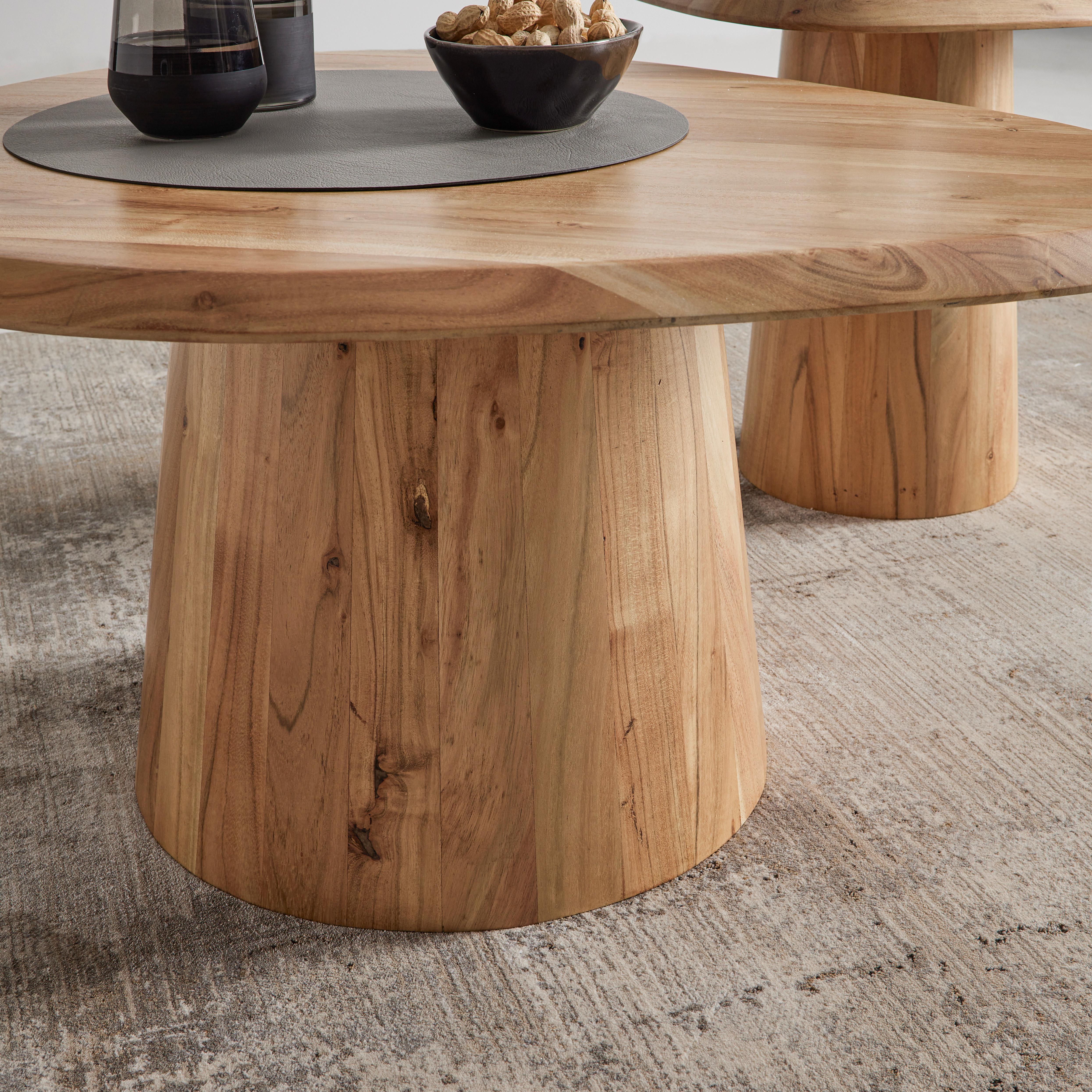 Sada konferečních stolků TREE akácie masiv - barvy akácie, Moderní, dřevo (80/55/40/45/80/55cm) - Premium Living