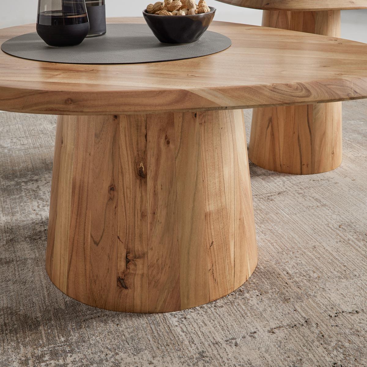 Sada konferečních stolků TREE akácie masiv - barvy akácie, Moderní, dřevo (80/55/40/45/80/55cm) - Premium Living
