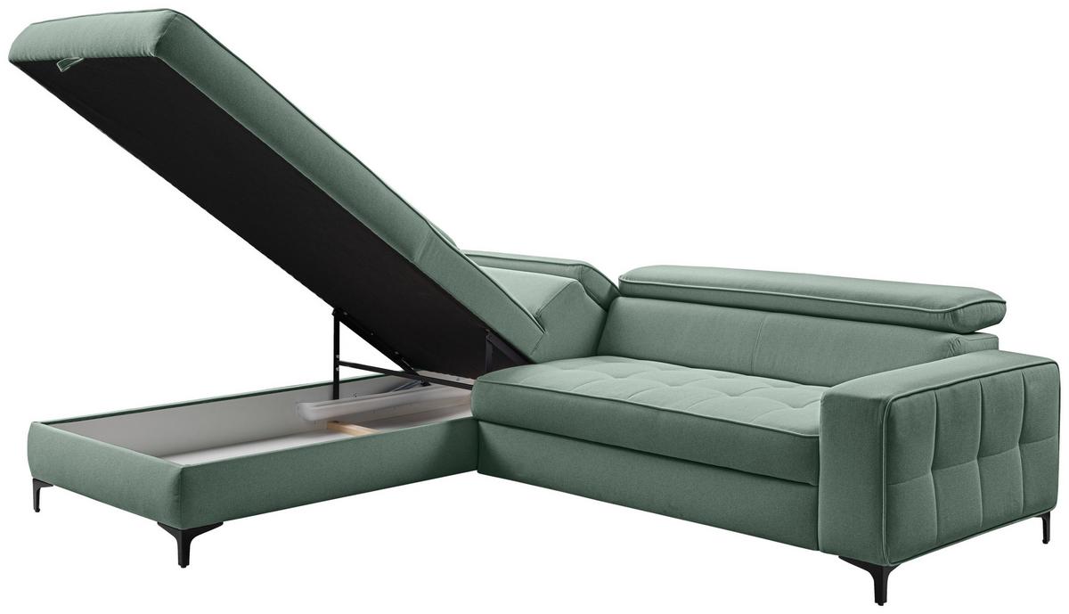 Ecksofa Nala Mintgrün S: 203x251cm - Schwarz/Mintgrün, Design, Textil (203/251cm) - MID.YOU