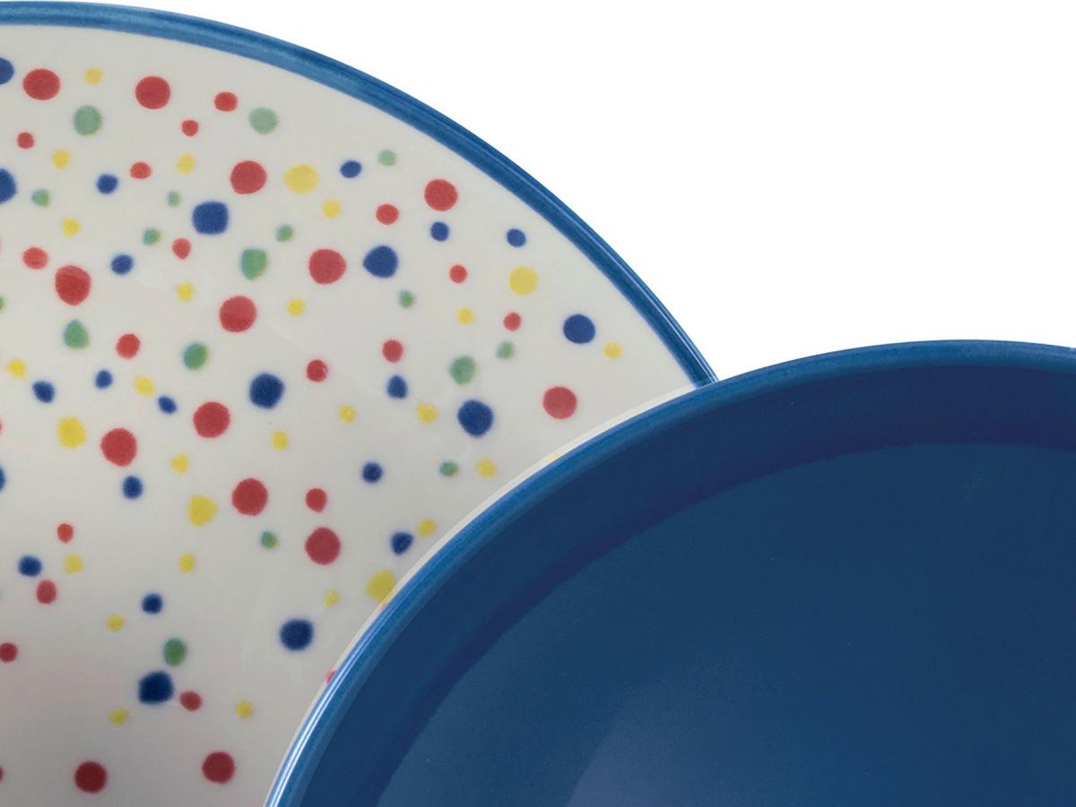 Tafelservice Joy Blau-bunt Blau, Creme 12--Teilig - Blau/Creme, Basics, Keramik - Creatable