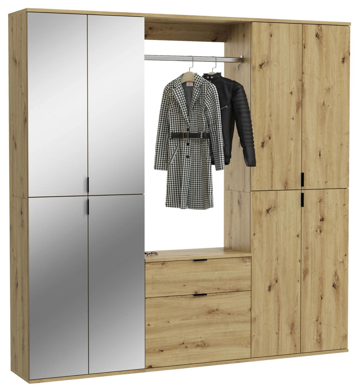 Garderobe Projekt X Eiche Artisan B: 183 cm - KONVENTIONELL, Glas/Holzwerkstoff (183/193/34cm) - MID.YOU