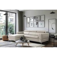 Ecksofa Torino Teilleder platinfarben 173x247 - Platinfarben/Schwarz, Design, Leder/Textil (173/247cm) - Livetastic