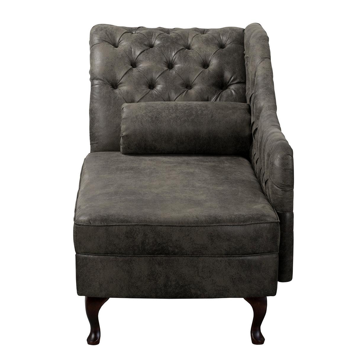 Récamiere Pako Anthrazit B: 185cm - Anthrazit/Braun, Design, Textil (185/93/75cm) - Livetastic