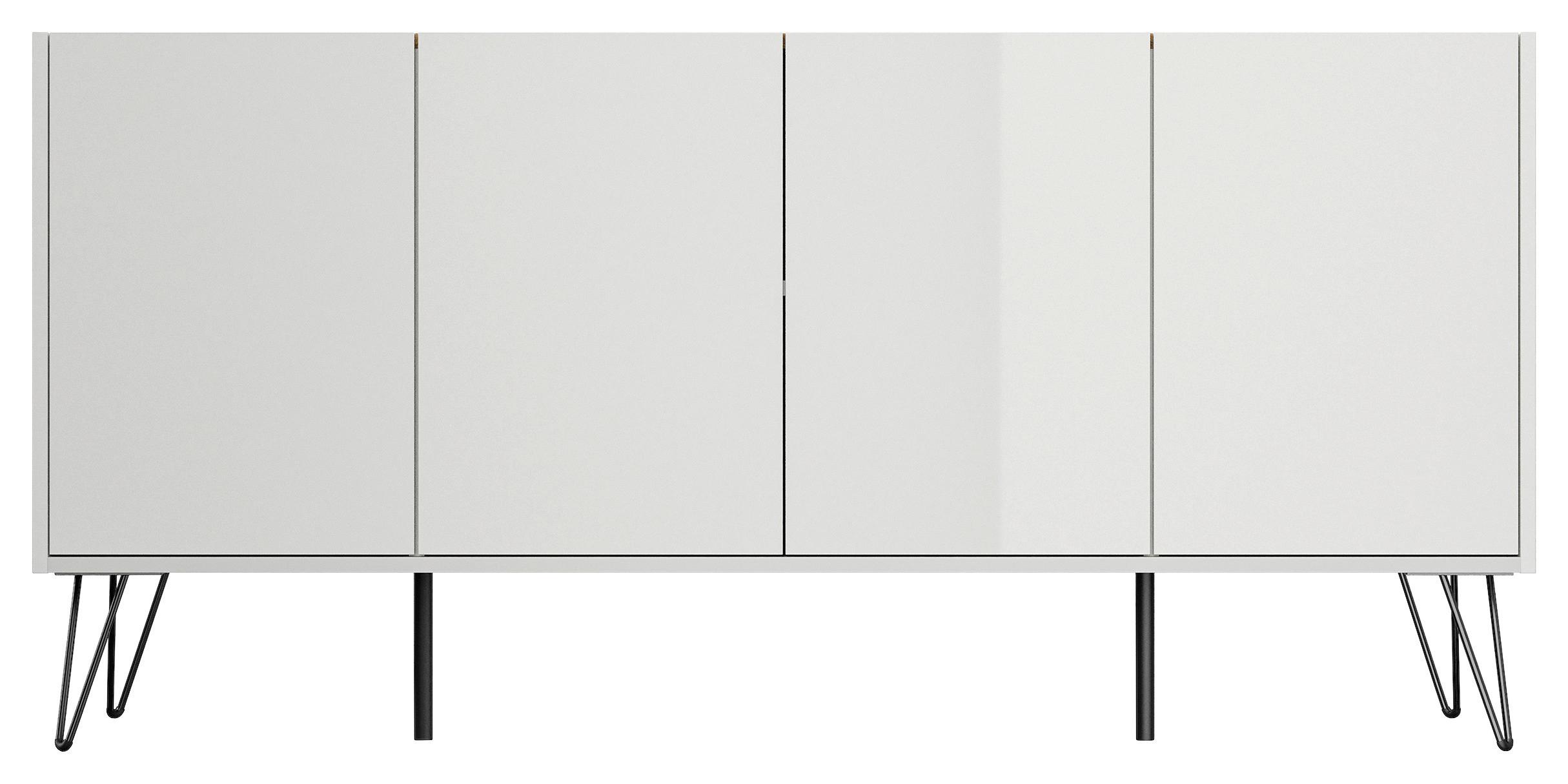 Sideboard Posseik Indutrial Eichefarben/Weiß B: 155 cm - Weiß Hochglanz/Eichefarben, Design, Holzwerkstoff (155/75,8/42cm) - MID.YOU