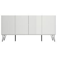 Sideboard Posseik Indutrial Eichefarben/Weiß B: 155 cm - Weiß Hochglanz/Eichefarben, Design, Holzwerkstoff (155/75,8/42cm) - MID.YOU