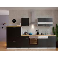 Küchenzeile ohne Geräte B: 310 cm Schwarz/Weiß/Nussbaum Dekor - Nussbaumfarben/Schwarz, Basics, Holzwerkstoff (310cm) - Respekta