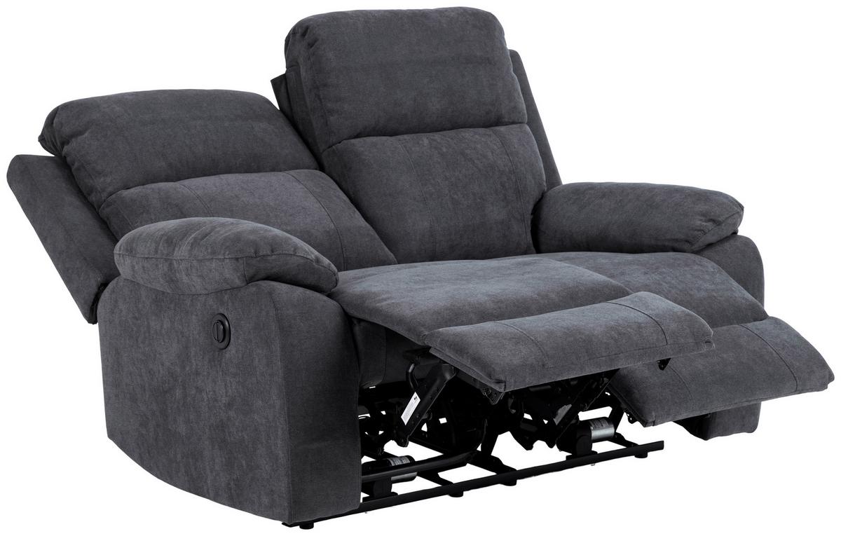 2-sitzer-sofa Mit Relaxfunktion Mora Dunkelgrau - Dunkelgrau/Schwarz, KONVENTIONELL, Textil (143,5/98/95cm) - MID.YOU