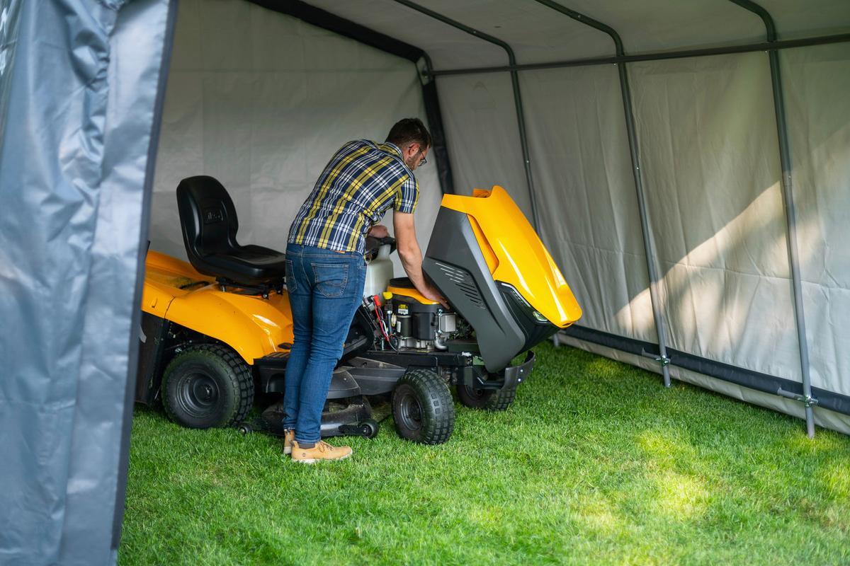 Zeltgarage Weidezelt Garage 18 M² - Grau, Basics, Kunststoff (370/260/490cm)