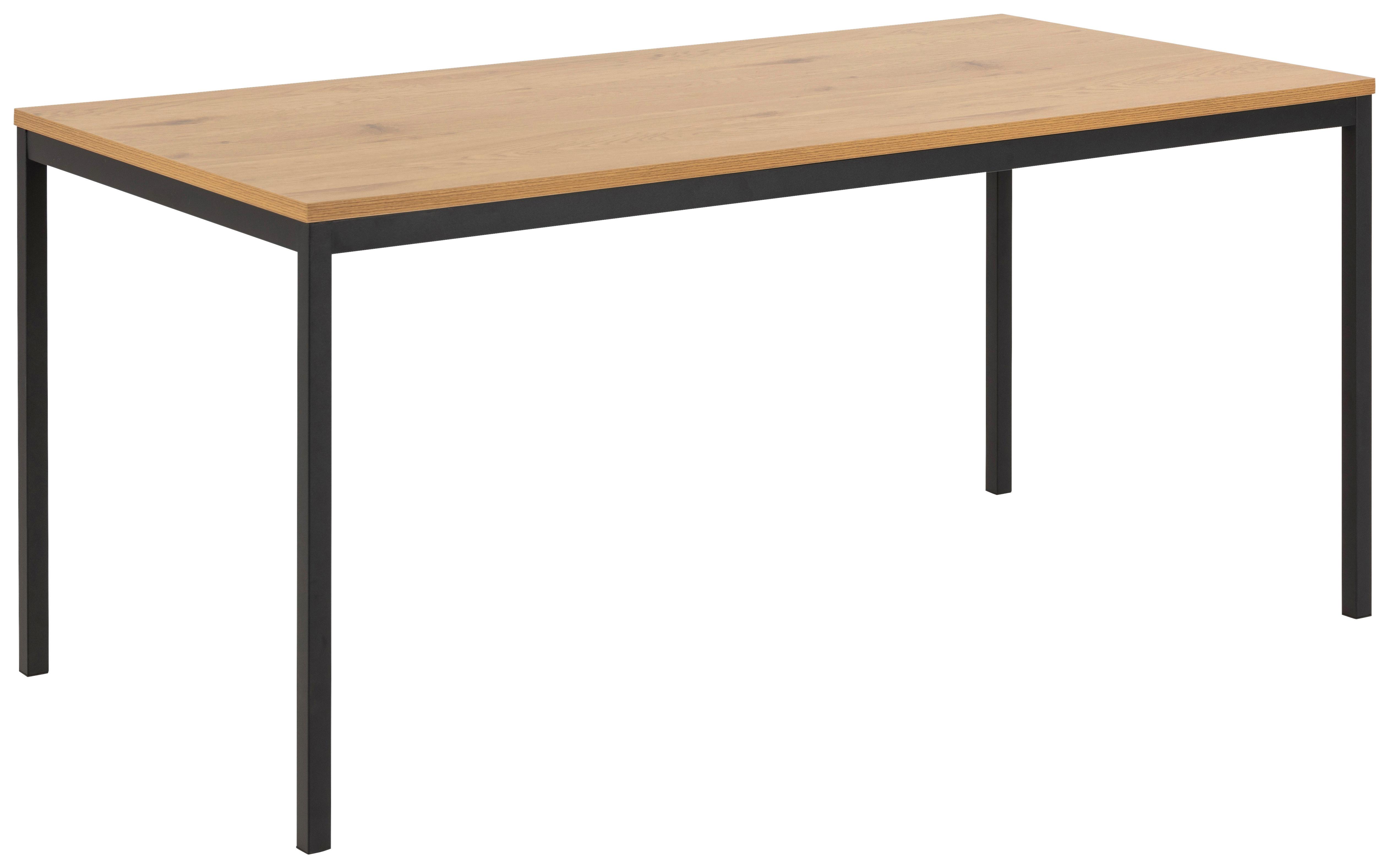 Jídelní stůl SEAFORD 160x80 - černá/barvy dubu, Konvenční, kov/kompozitní dřevo (160/74/80cm) - MID.YOU