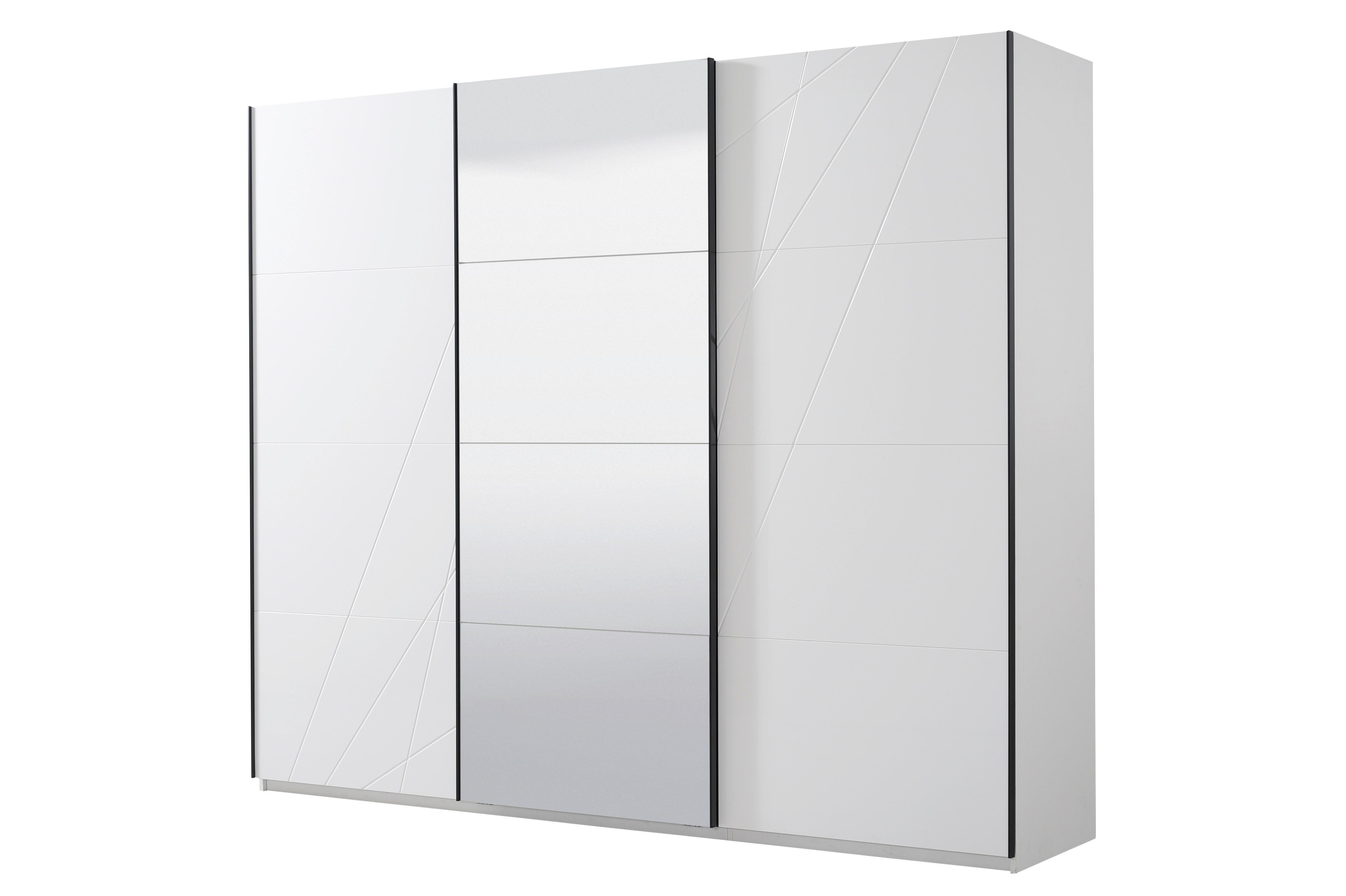 Tolóajtós Szekrény Ksanti 262/224 Cm - fehér/magasfényű fehér, Basics, faalapú anyag (262,5/224/65,5cm)