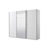 Tolóajtós Szekrény Ksanti 262/224 Cm - fehér/magasfényű fehér, Basics, faalapú anyag (262,5/224/65,5cm)