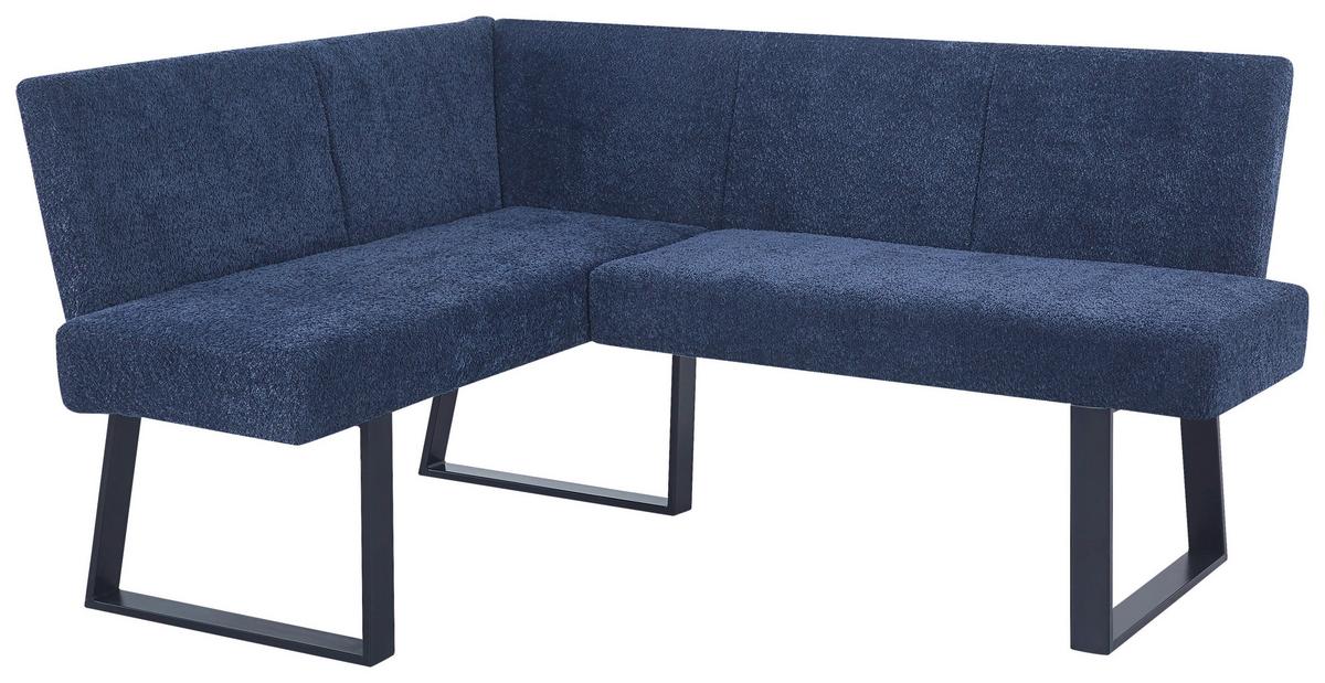 Eckbank Terri Dunkelblau, S: 130x160 cm - Schwarz/Dunkelblau, KONVENTIONELL, Textil/Metall (130/160cm) - MID.YOU
