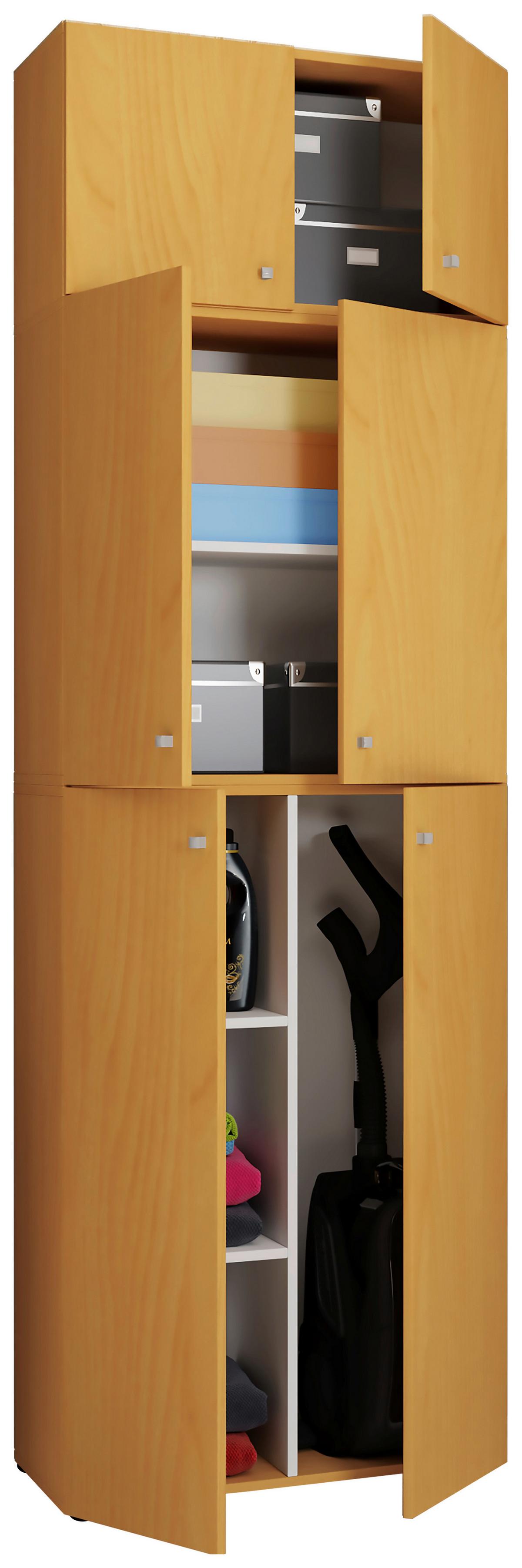 Mehrzweckschrank Lona XXL Buche Dekor BxH: 70x223 cm - Buchefarben/Schwarz, MODERN, Holzwerkstoff (70/223/39cm) - MID.YOU