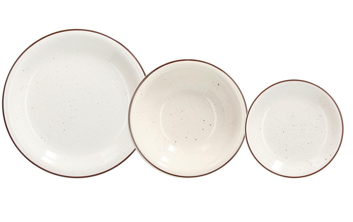 Tafelservice Stay Keramik 6 Personen Geschirr Set - Creme/Braun, Design, Keramik - Tognana