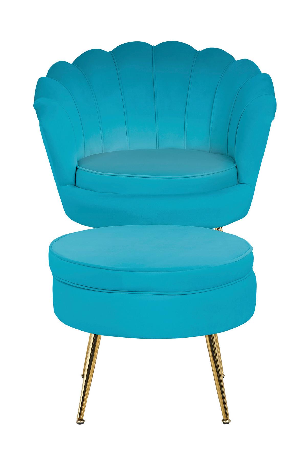 Sessel Blau B: 76 Cm - Blau/Goldfarben, MODERN, Textil (76/78/76cm) - Livetastic