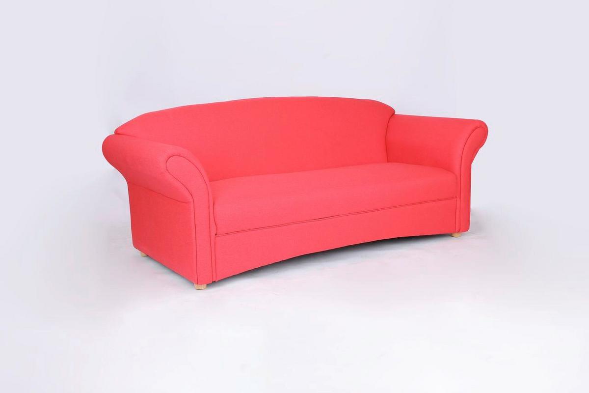 3-Sitzer Loretta ca. 204x83x85 rosa, Belastbarkeit ca. 300 kg - Hellrot, Basics, Holz/Textil (204/83/85cm)