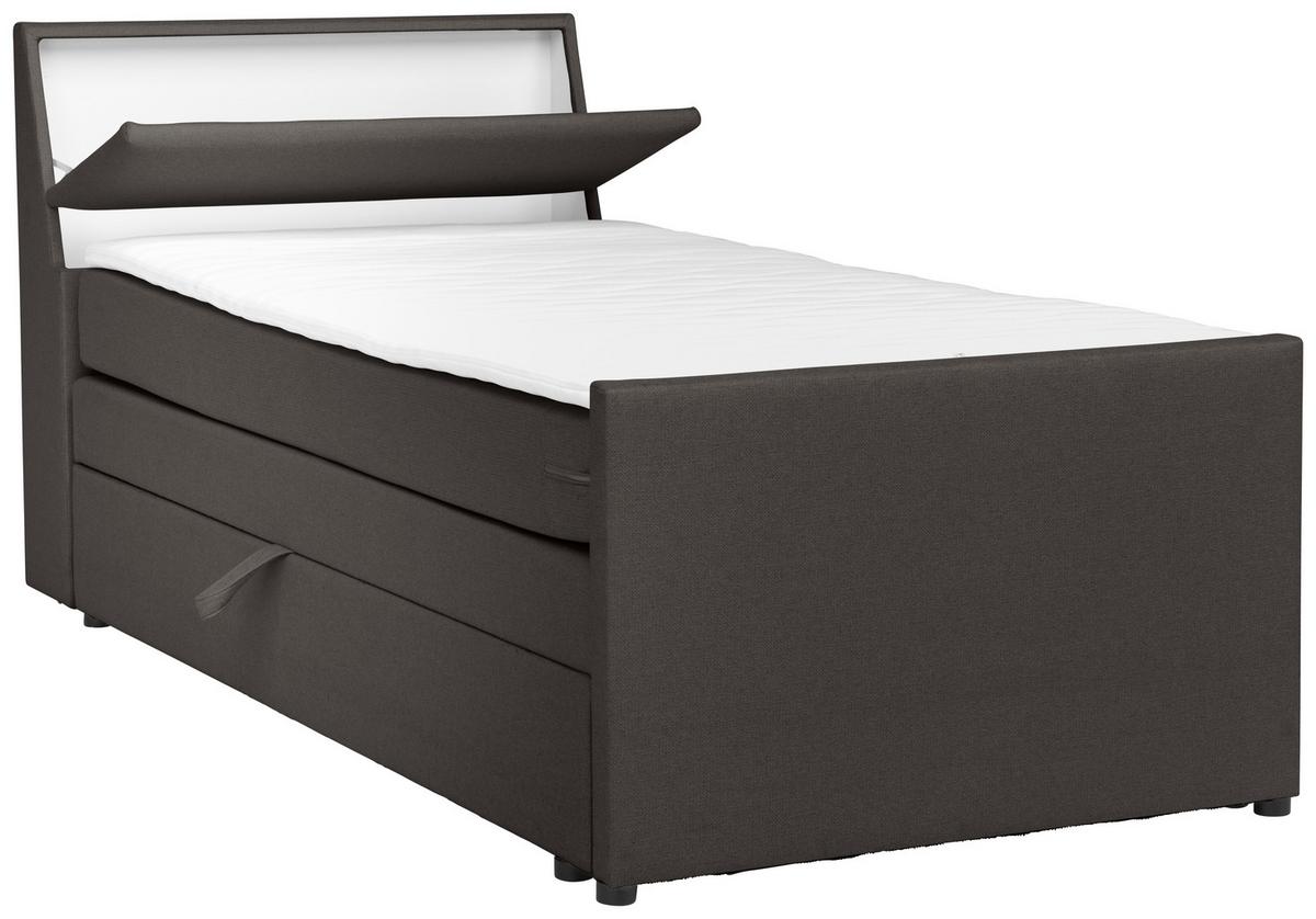 Boxspringbett mit Bettkasten Nida 100x200 cm Graphitfarben - Graphitfarben/Schwarz, MODERN, Holz/Textil (100/200cm) - MID.YOU