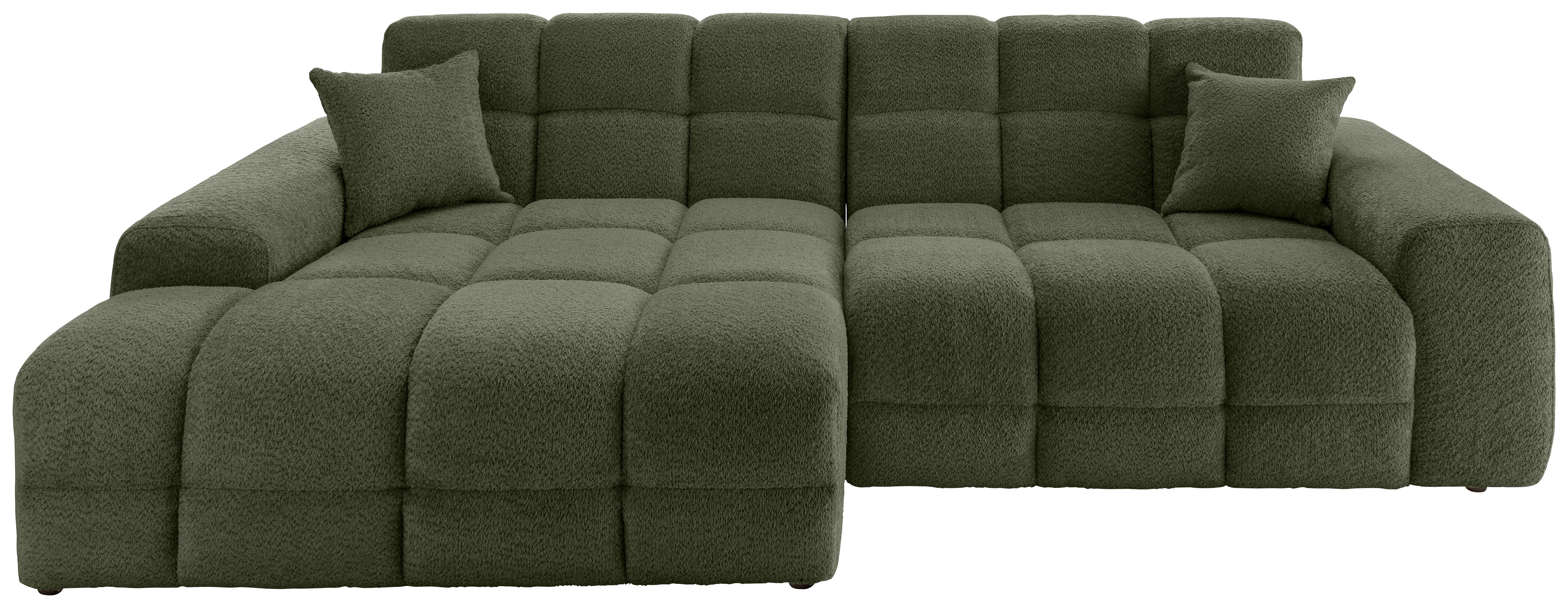 Ecksofa Bosco Dunkelgrün S: 152x301 cm - Dunkelgrün/Schwarz, MODERN, Textil (152/301cm) - Livetastic