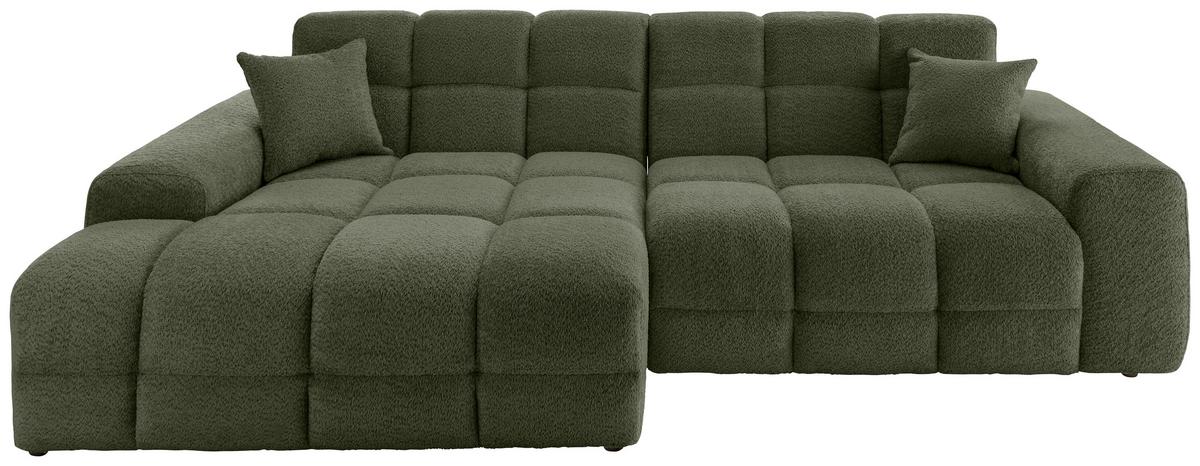 Ecksofa Bosco Dunkelgrün S: 152x301 cm - Dunkelgrün/Schwarz, MODERN, Textil (152/301cm) - Livetastic