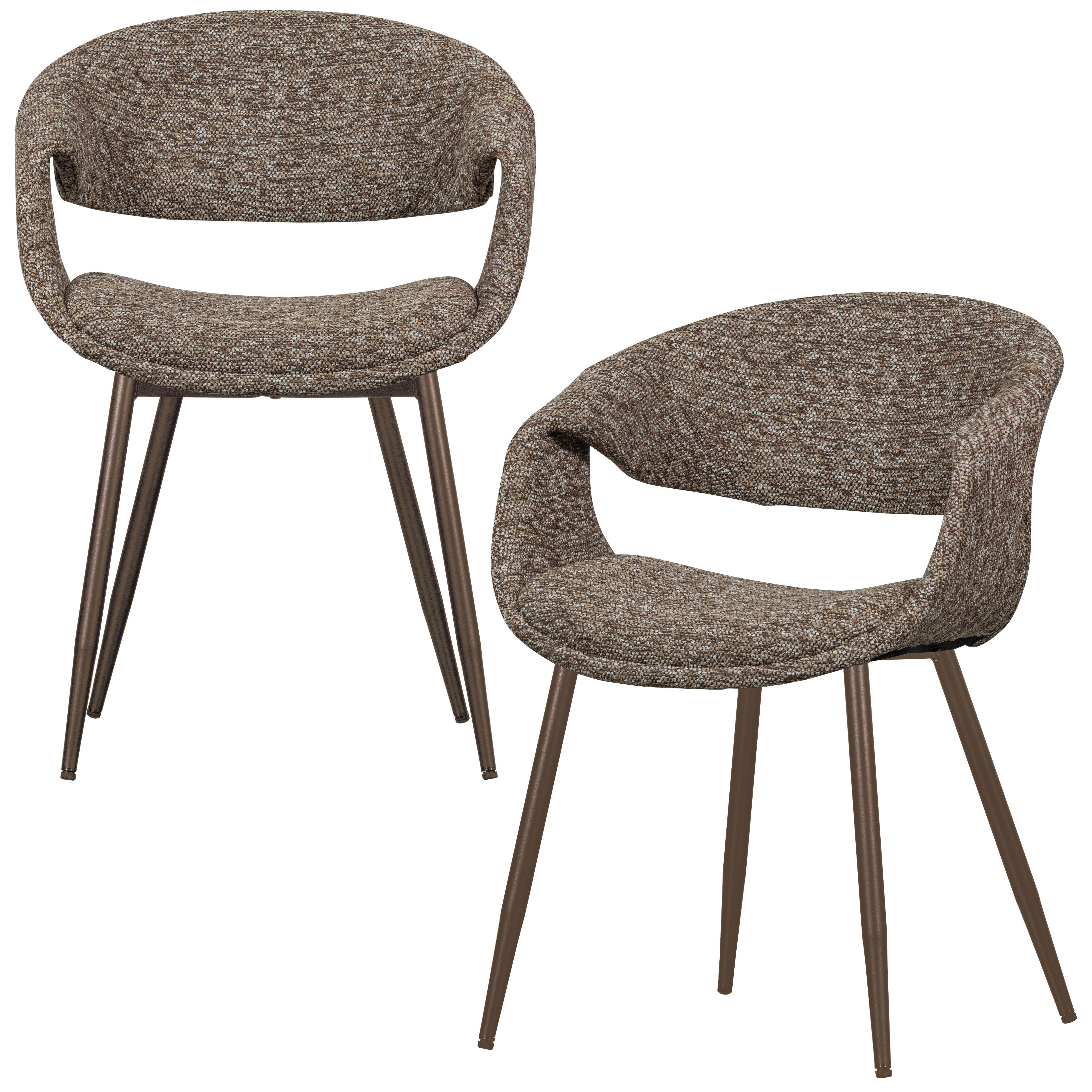 Armlehnstuhl-Set Yossi Braun/Kupferfarben B: 57cm - Braun/Kupferfarben, MODERN, Textil/Metall (57/78/57cm) - Livetastic