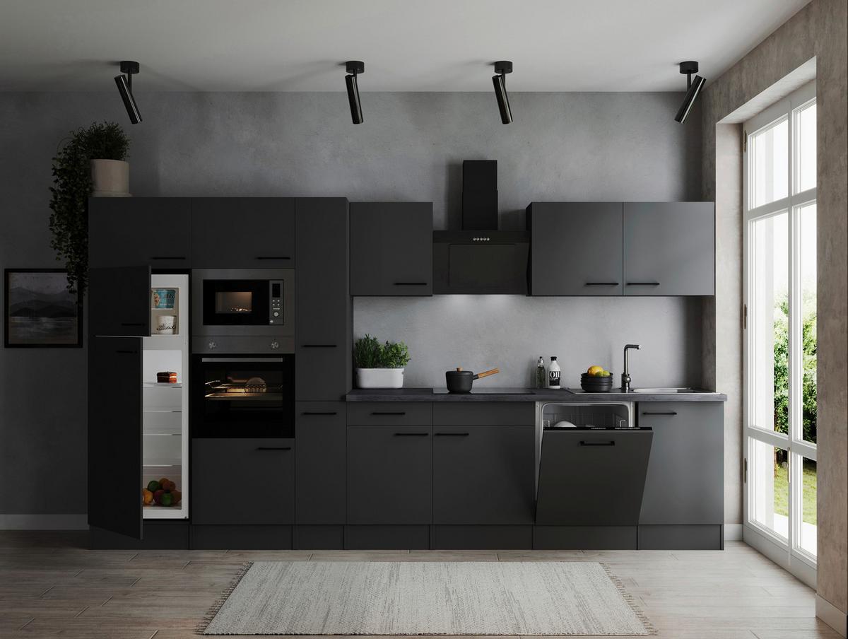 Küchenblock Oliver Dunkelgrau B: 370 Cm - Dunkelgrau/Grau, Design, Holzwerkstoff (370cm) - Respekta