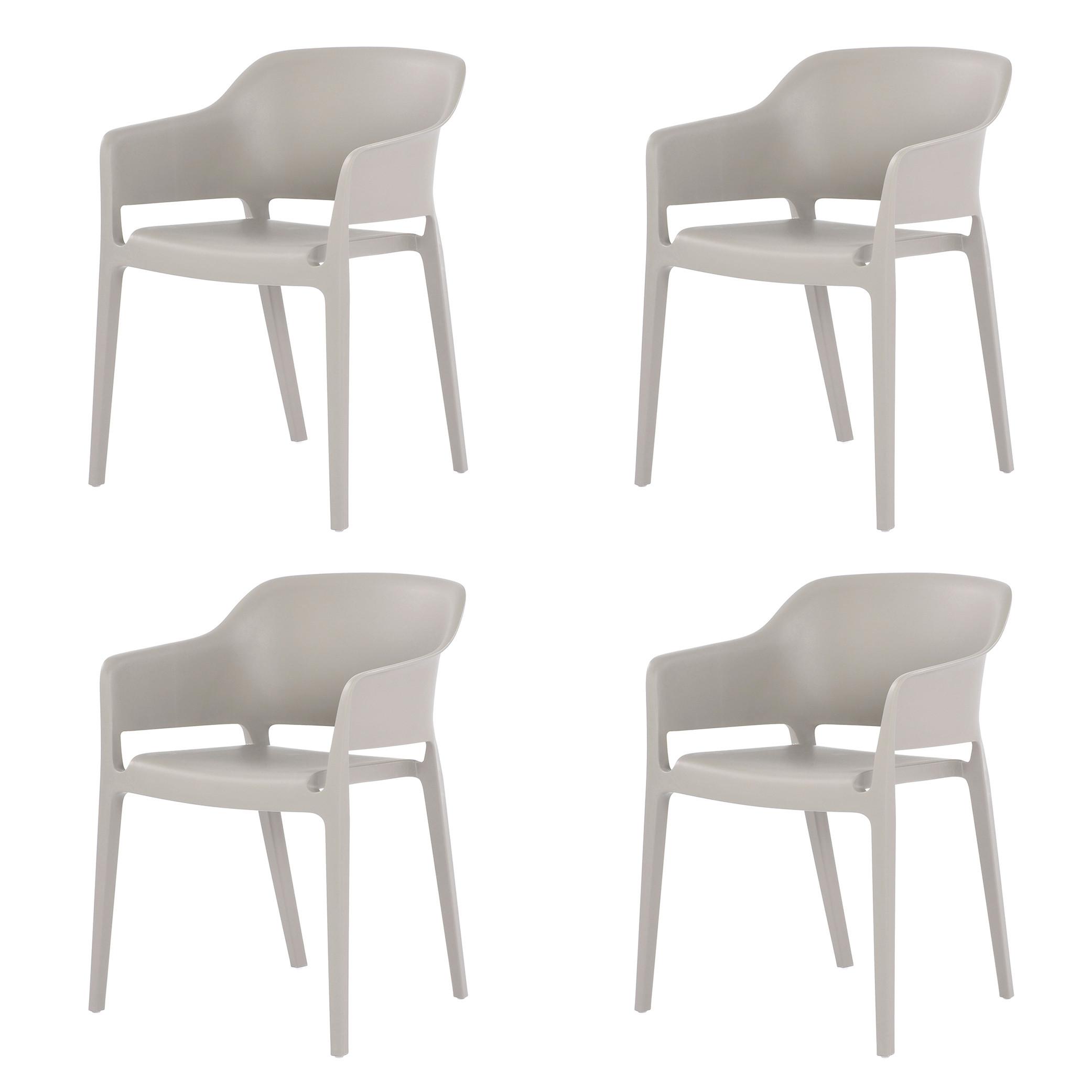 GARTENSTUHL-SET GIETHOORN - Hellgrau, MODERN, Kunststoff (54,5/77,5/55cm) - Gardenson