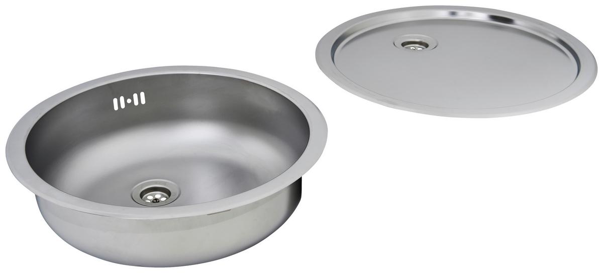 Spüle Respekta Rundbeckenset - Edelstahlfarben, Trend, Metall (44,6/17cm) - Respekta