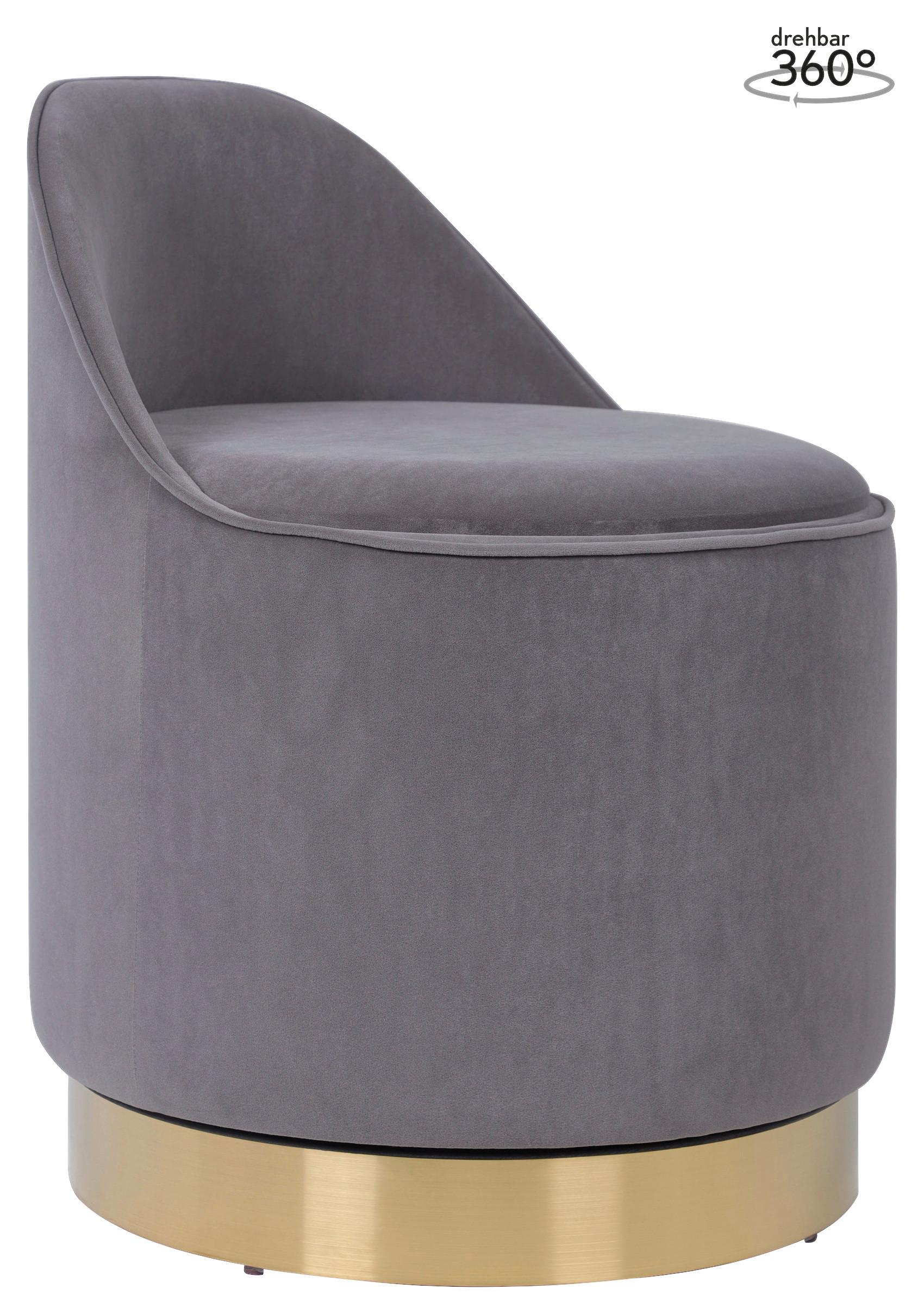 Drehhocker Viktor 125 Grau D: 52 Cm - Goldfarben/Grau, Design, Textil/Metall (52/68cm) - Kayoom