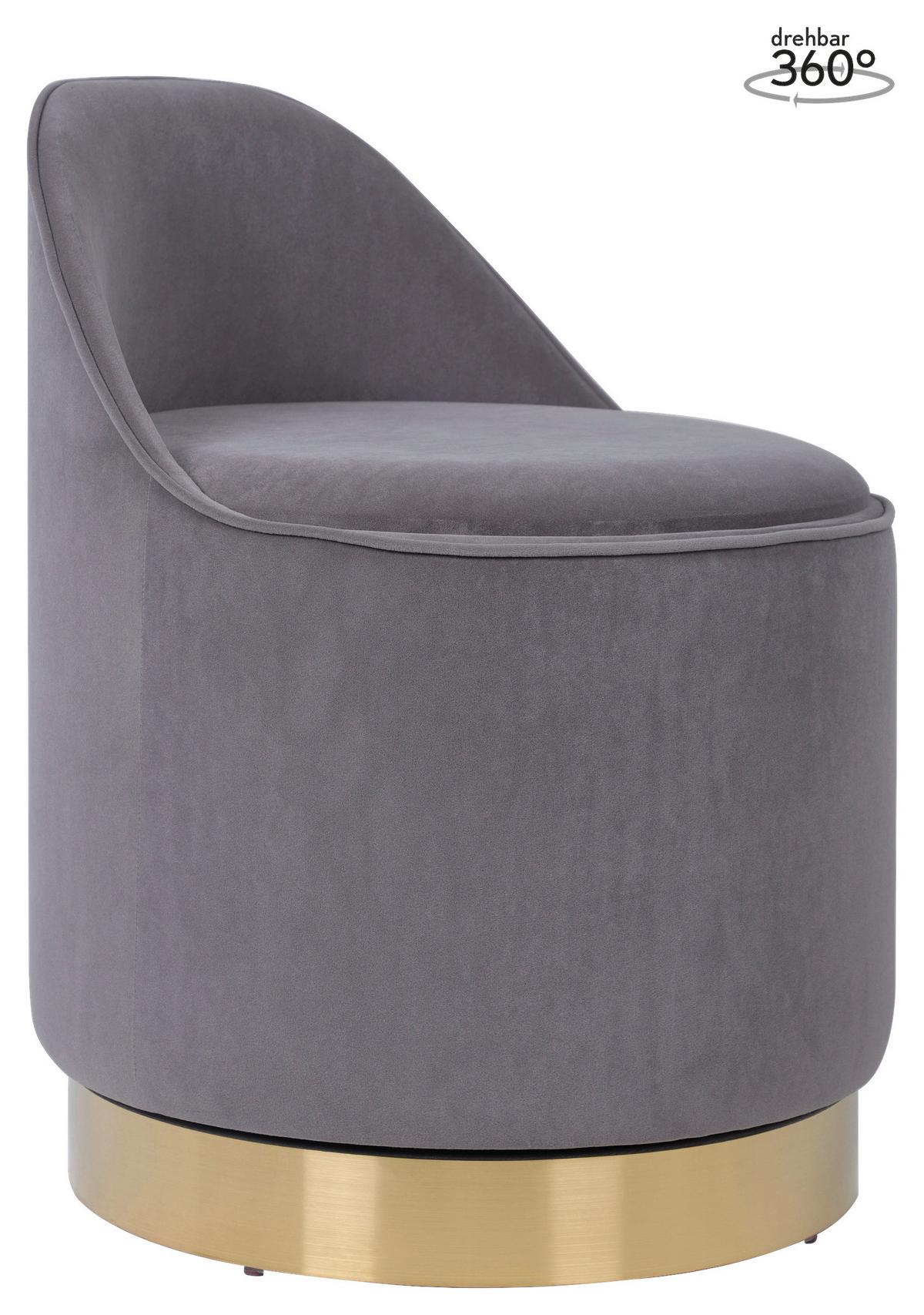 Drehhocker Viktor 125 Grau D: 52 Cm - Goldfarben/Grau, Design, Textil/Metall (52/68cm) - Kayoom