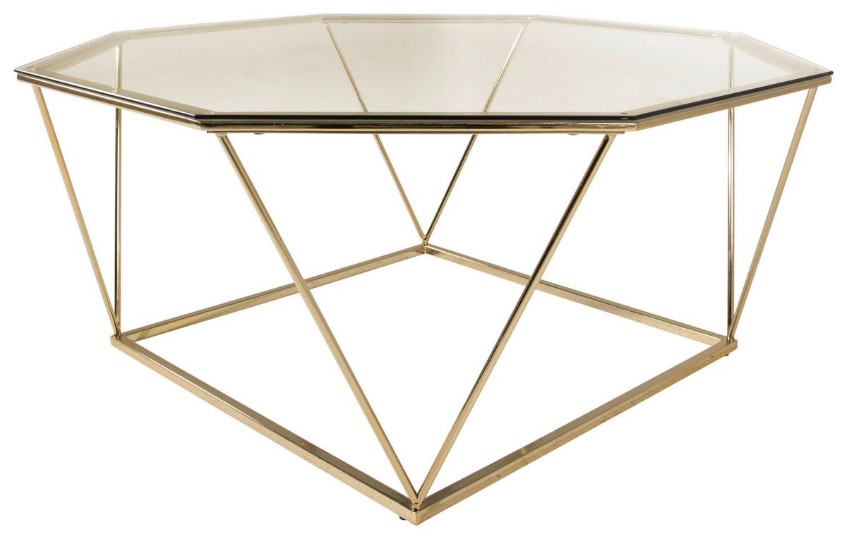 Couchtisch Österlen - Klar/Goldfarben, Design, Glas/Metall (100/100/45cm) - Livetastic