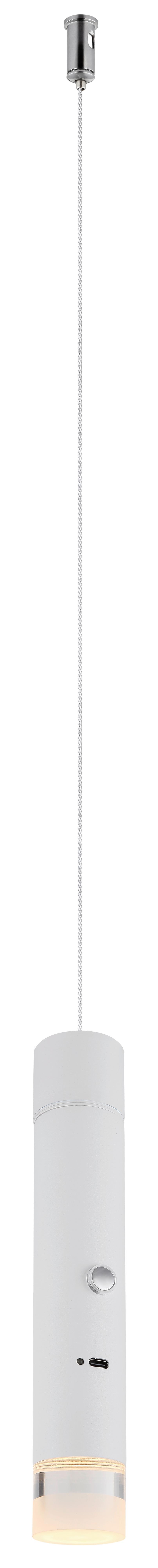 AKKU-LED-HÄNGELEUCHTE PELO - bílá/čiré, Design, kov/plast (38/120cm) - Globo