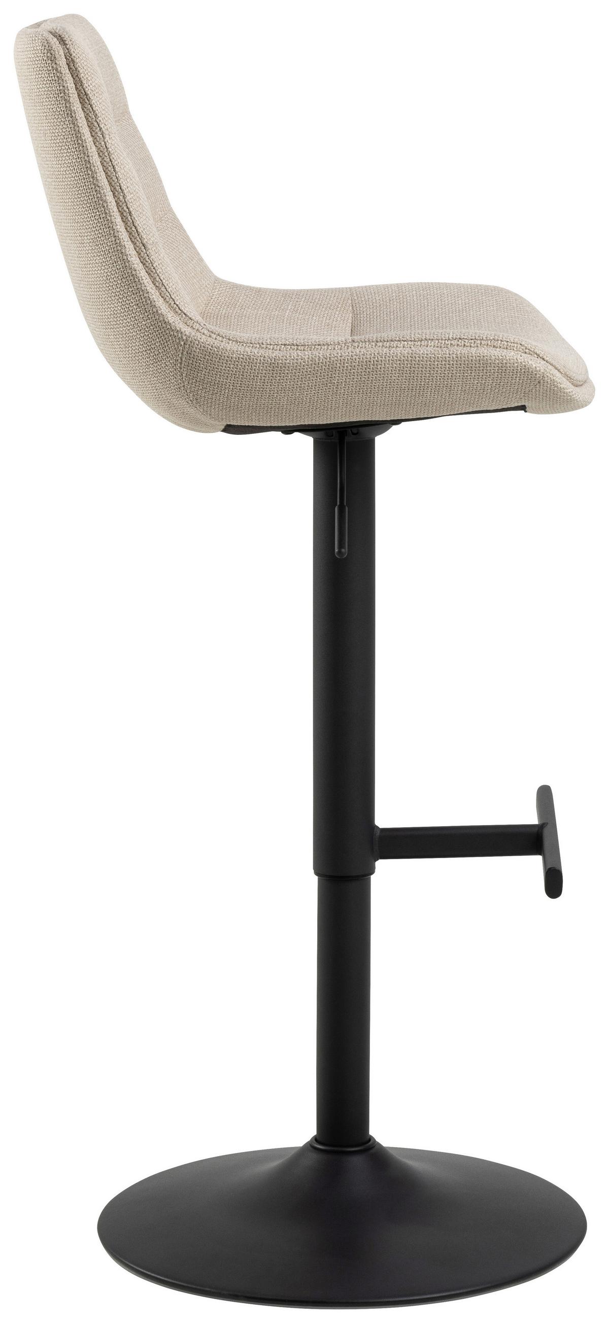 Barhocker Adisa - Beige/Schwarz, Design, Textil/Metall (47/95/52,5cm) - MID.YOU