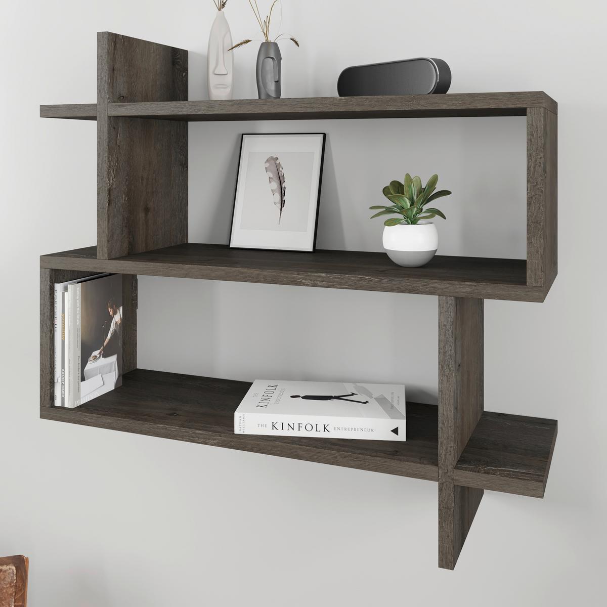 Wandboard Paralel Regal - Dunkelbraun, Design, Holzwerkstoff (70/65/22cm) - Livetastic