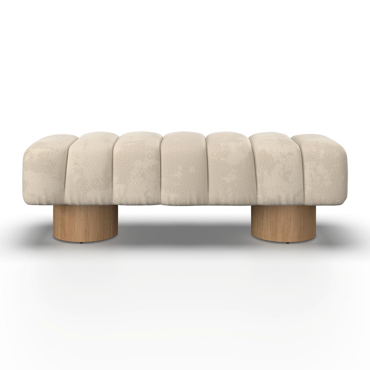 Sedací lavice ALINA, krémová žinylka - krémová/přírodní barvy, Moderní, dřevo/kompozitní dřevo (140/45/45cm) - Bessagi Home