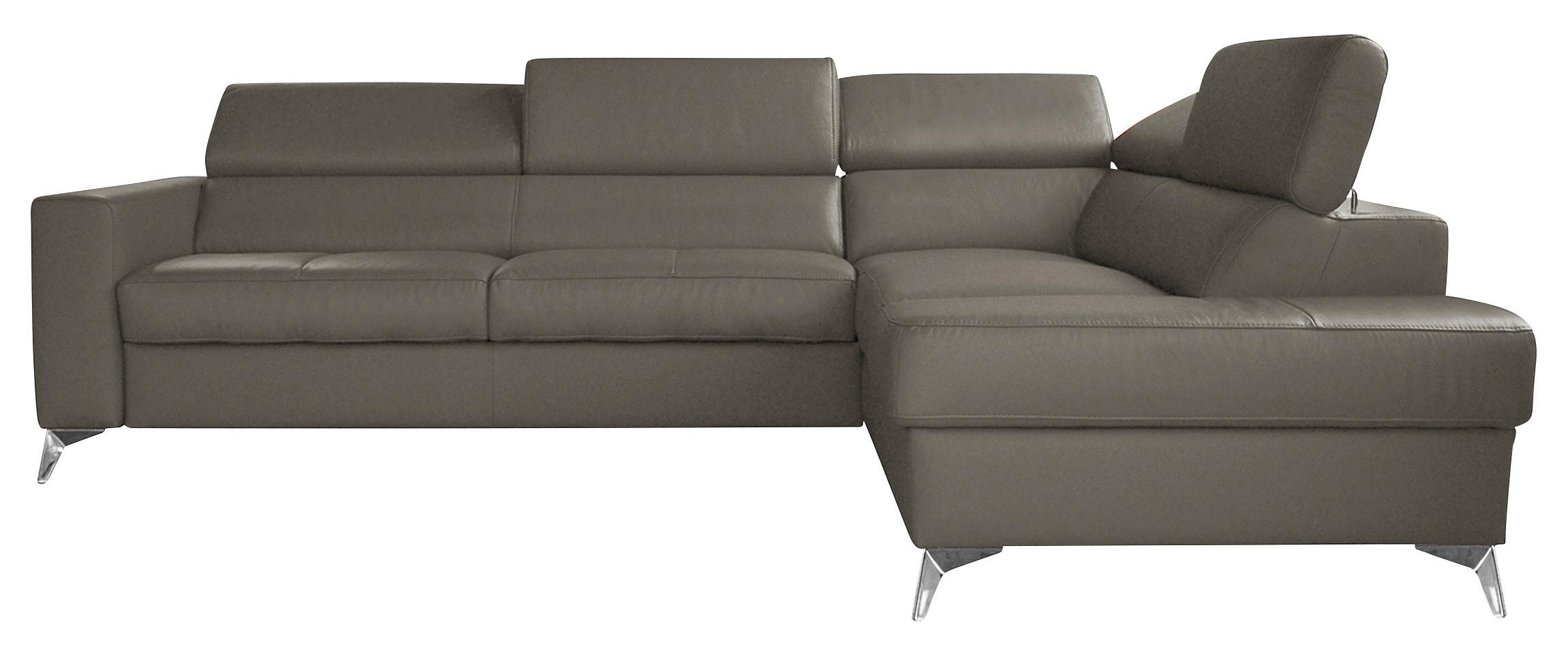 Ecksofa Mondo Schlammfarben S: 286x208 Cm - Chromfarben/Schlammfarben, Design, Leder/Textil (286/208cm) - Livetastic