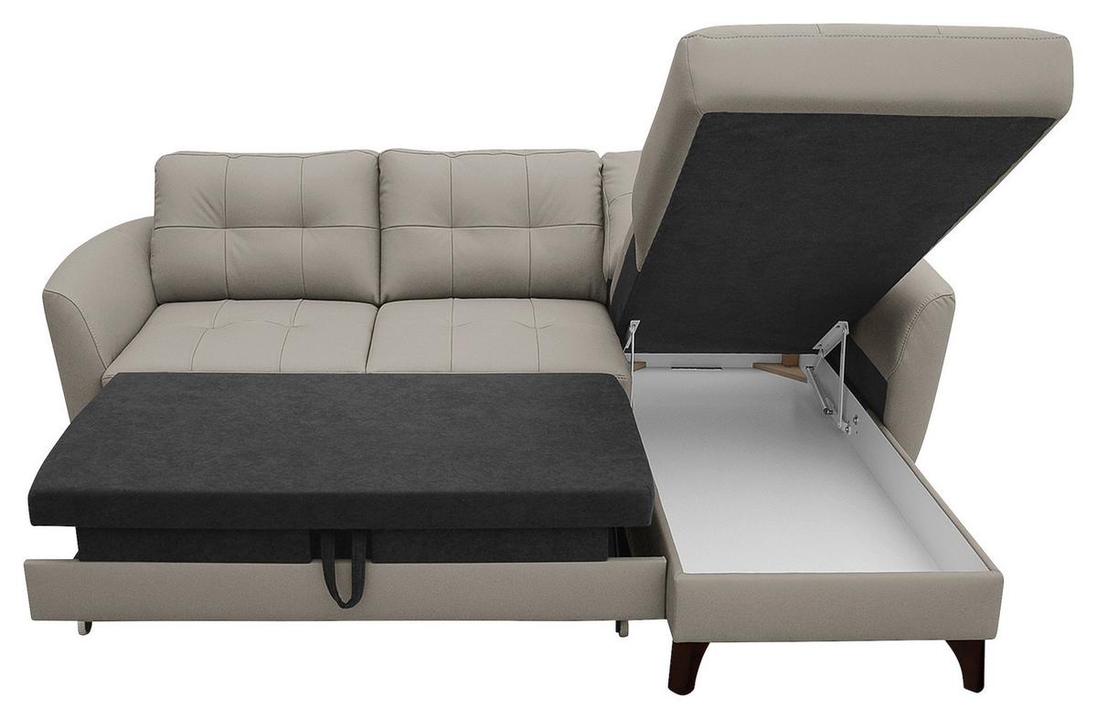 Ecksofa Nordic Plantinfarben S: 238x168 cm - Platinfarben/Buchefarben, Design, Leder/Textil (238/168cm) - Livetastic
