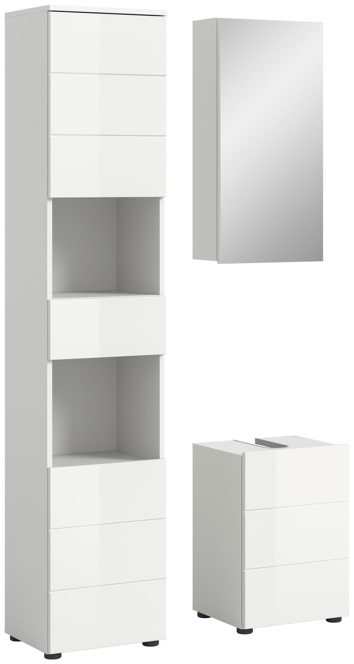 Badezimmer Vira Weiß B: 76 Cm - Weiß Hochglanz/Schwarz, MODERN, Holzwerkstoff (76cm) - MID.YOU