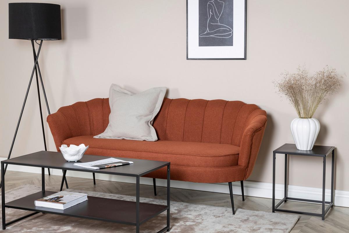 2-Sitzer-Sofa Calais - Rostfarben/Schwarz, Design, Textil/Metall (180/78.5/78cm) - Livetastic