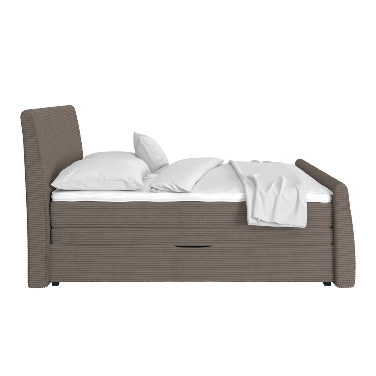 Boxspringbett Libra - Dunkelbraun/Schwarz, KONVENTIONELL, Textil (160/200cm)