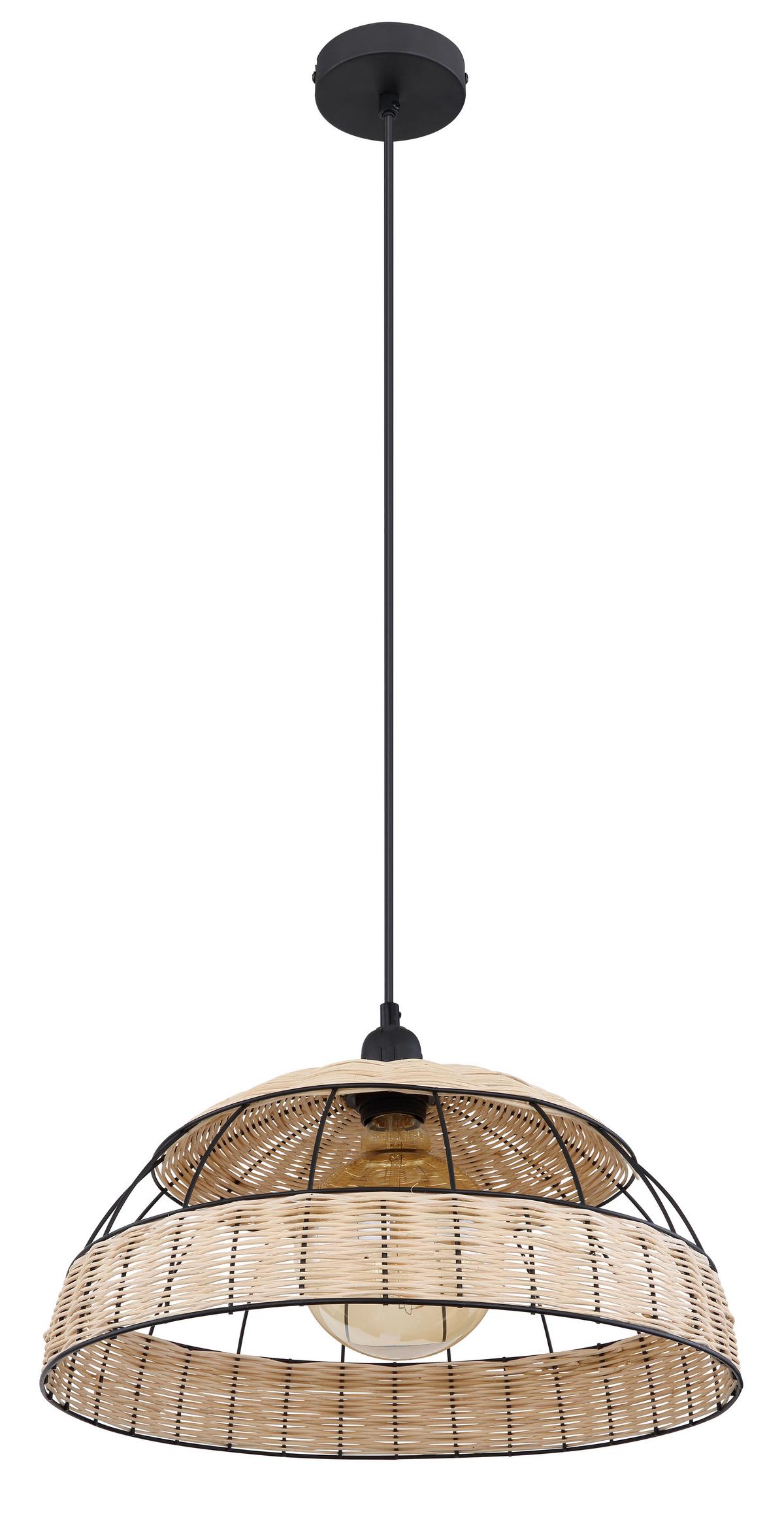 Hängeleuchte Ulleu H: 120 cm 1-Flammig, Schwarz/Naturfarben - Schwarz/Naturfarben, Natur, Kunststoff/Metall (40/120cm) - Globo