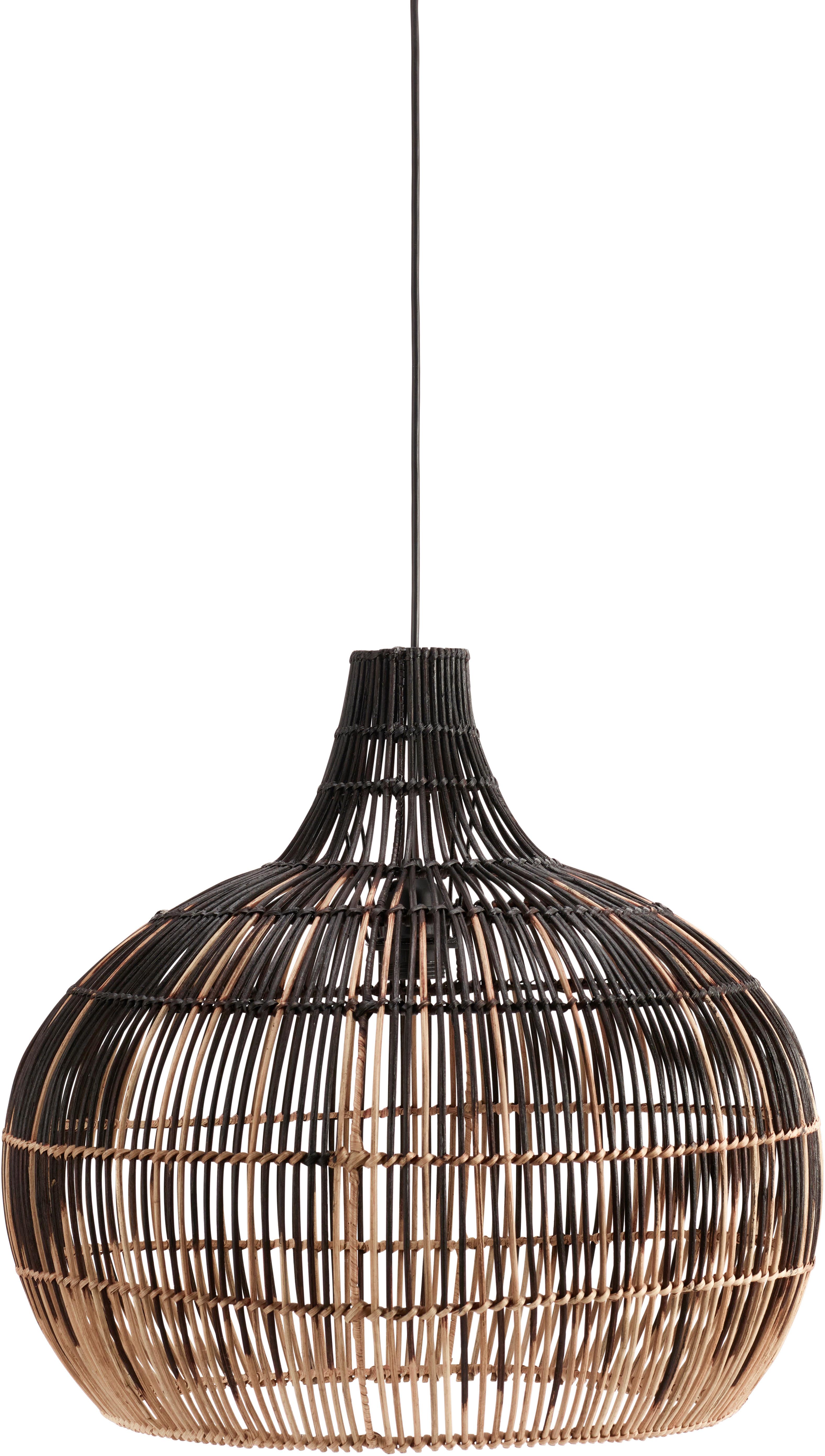 Hängeleuchte 5331-Bt02 Martha - Schwarz/Naturfarben, Natur, Naturmaterialien (38,5/38,5cm)