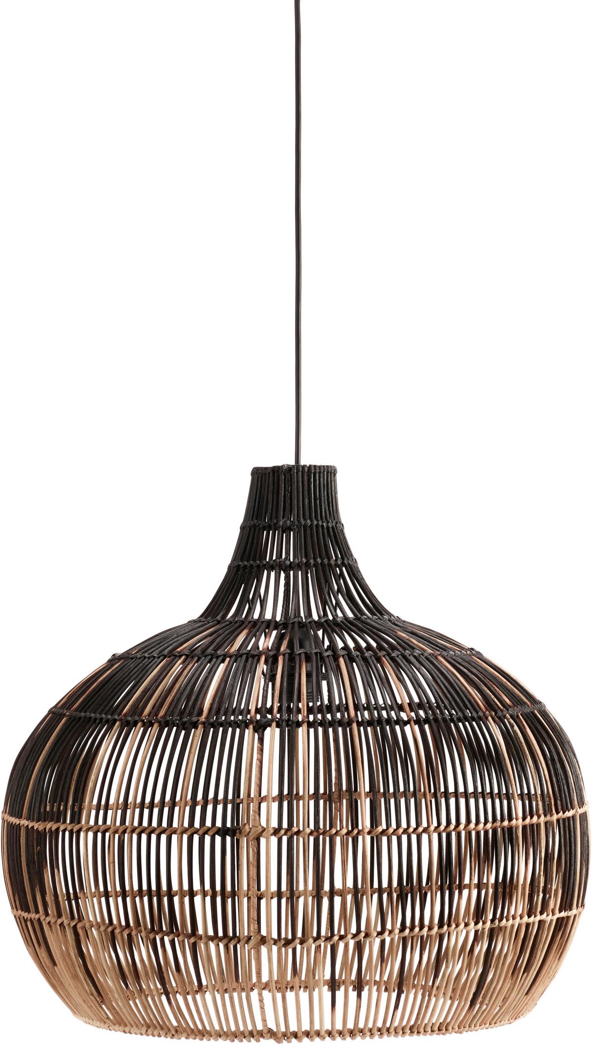 Hängeleuchte 5331-Bt02 Martha - Schwarz/Naturfarben, Natur, Naturmaterialien (38,5/38,5cm)