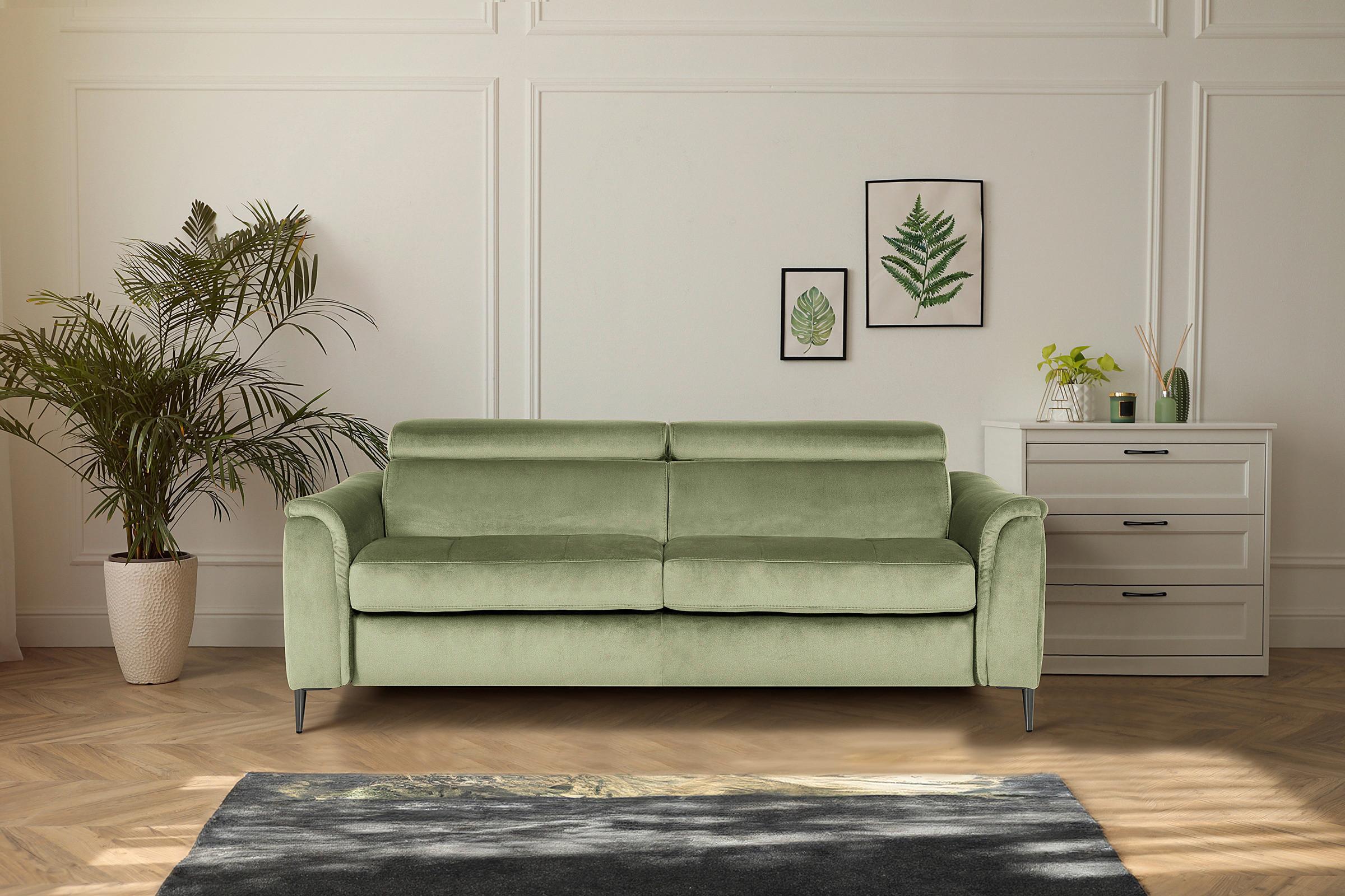 Schlafsofa Pafos Hellgrün B: 203 cm - Chromfarben/Hellgrün, Design, Textil (203/77-98/103cm) - MID.YOU